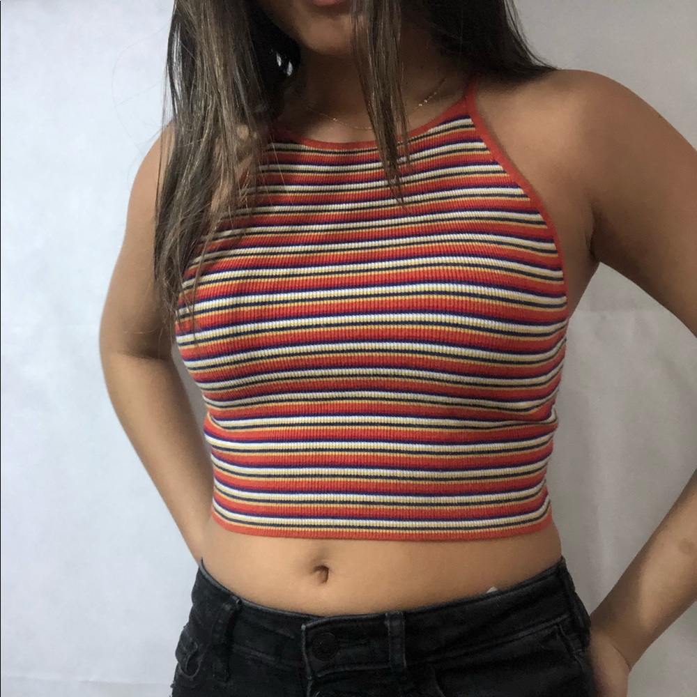 Ribbed striped halter top!